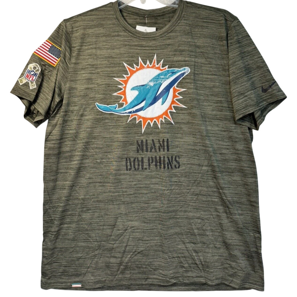 Nike Miami Dolphins 2022 Salute to Service Velocity Team T-Shirt Olive Mens XXL - Picture 5 of 11
